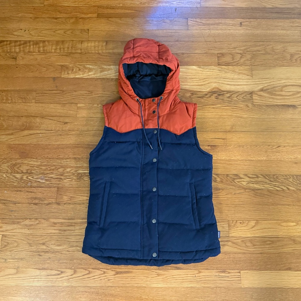 Patagonia Down Bivy Vest Hooded Small Red Blue